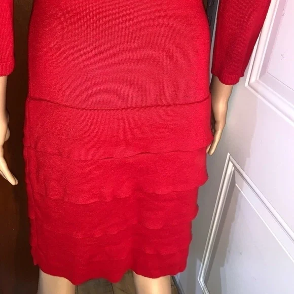 Calvin Klein three-quarter sleeve sweater dress Cherry Red Medium - Picture 7 of 8